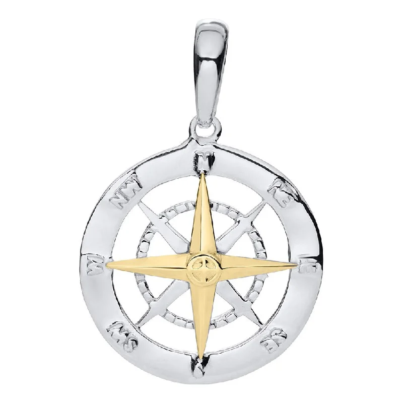 Dainty Gold Necklace For Minimalist Style-LeStage® Cape Cod : Evening Tide -  Two Toned Compass Rose Necklace