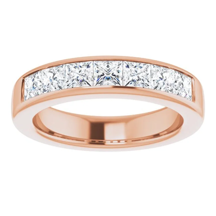 Personalized Promise Rings For Couples-14K Rose 2 1/8 CTW Natural Diamond Band