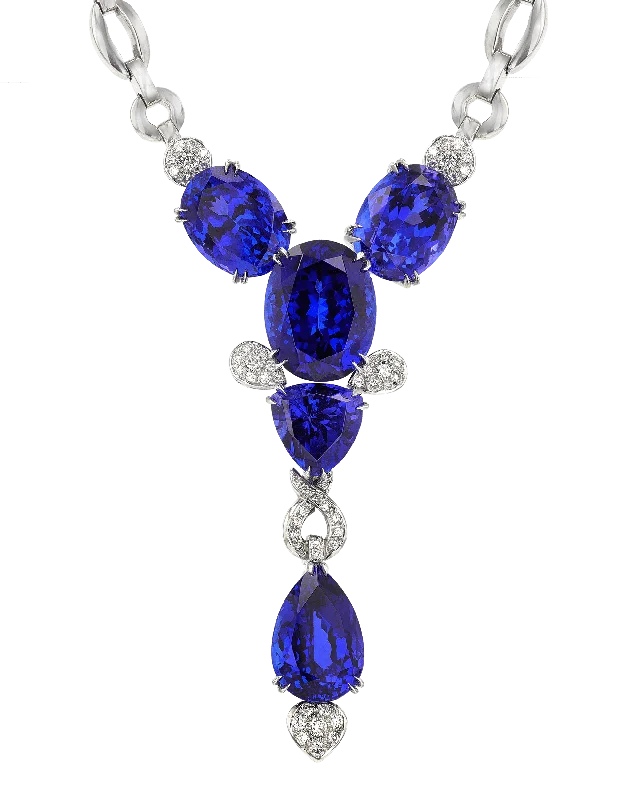 Long Pendant Necklace For Office Wear-Tanzanite Necklace, 65.67 Carats