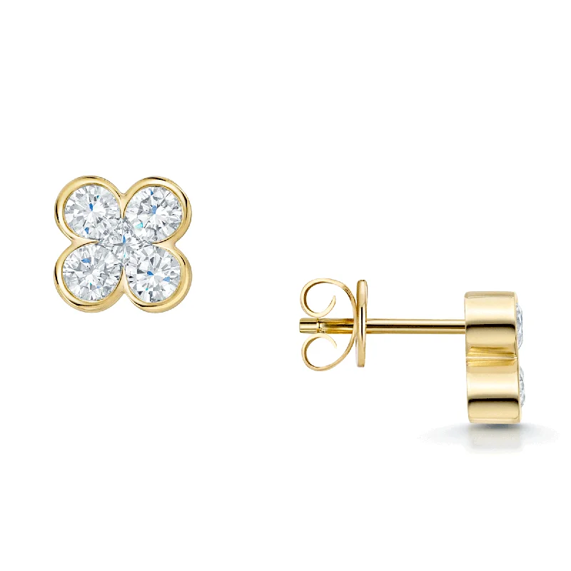 Small Hoop Earrings With Charms-18ct Yellow Gold Diamond Stud Earrings