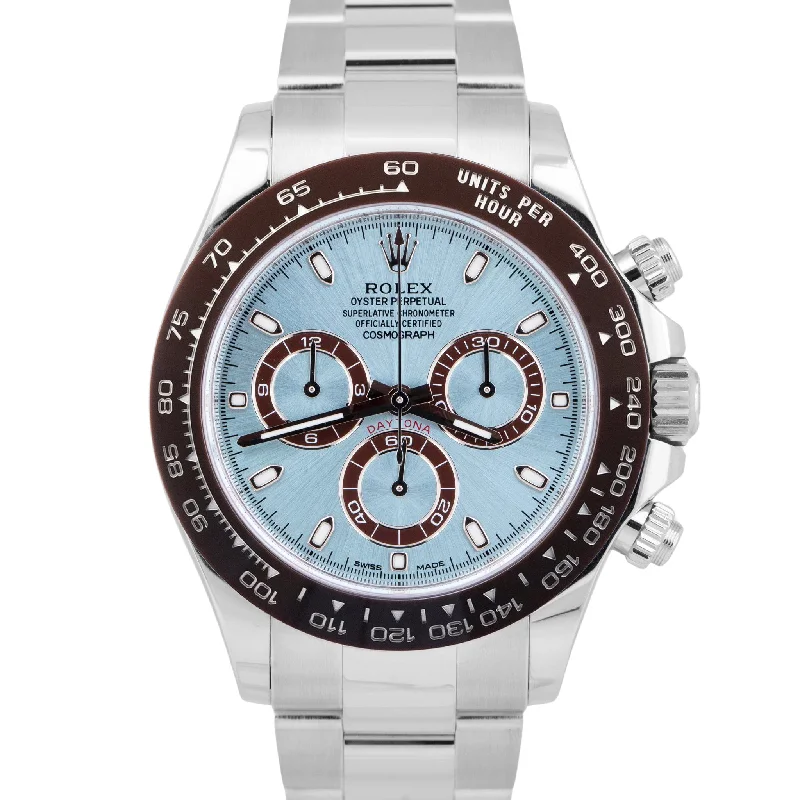 Men’s Fashion Watches With Leather Bands-2023 NEW PAPERS Rolex Daytona GLACIER ICE BLUE 40mm 950 Platinum 116506 BOX