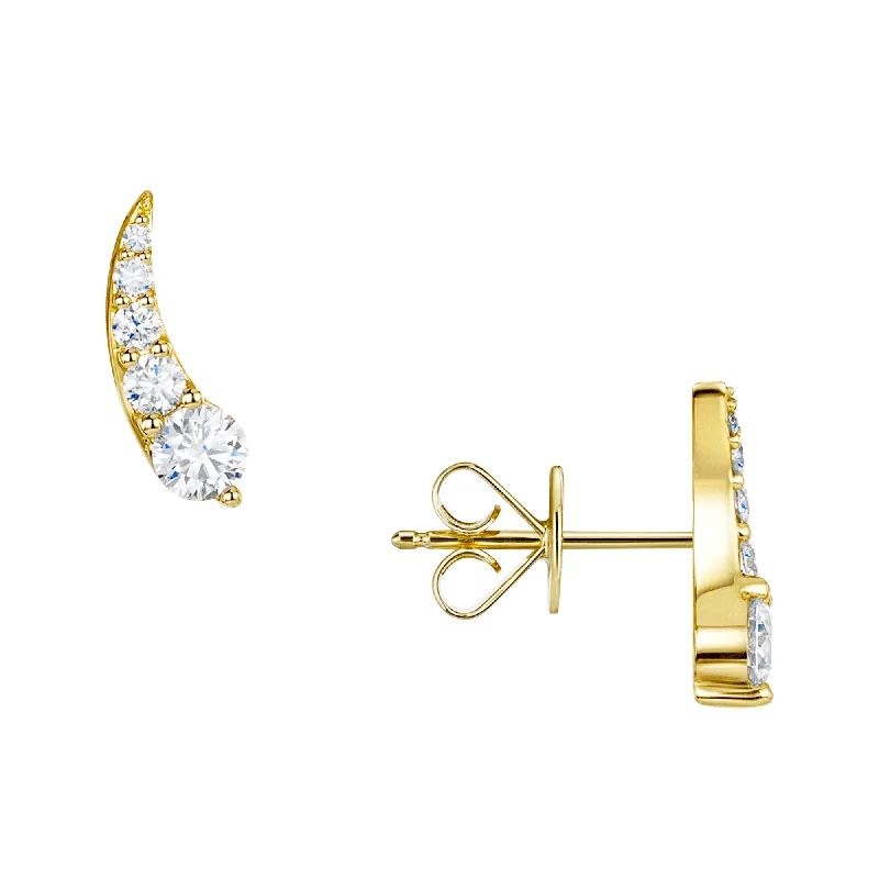 Personalized Earrings With Your Birthstone-OPEIA Nova Collection 18ct Yellow Gold Round Brilliant Cut Diamond Earrings