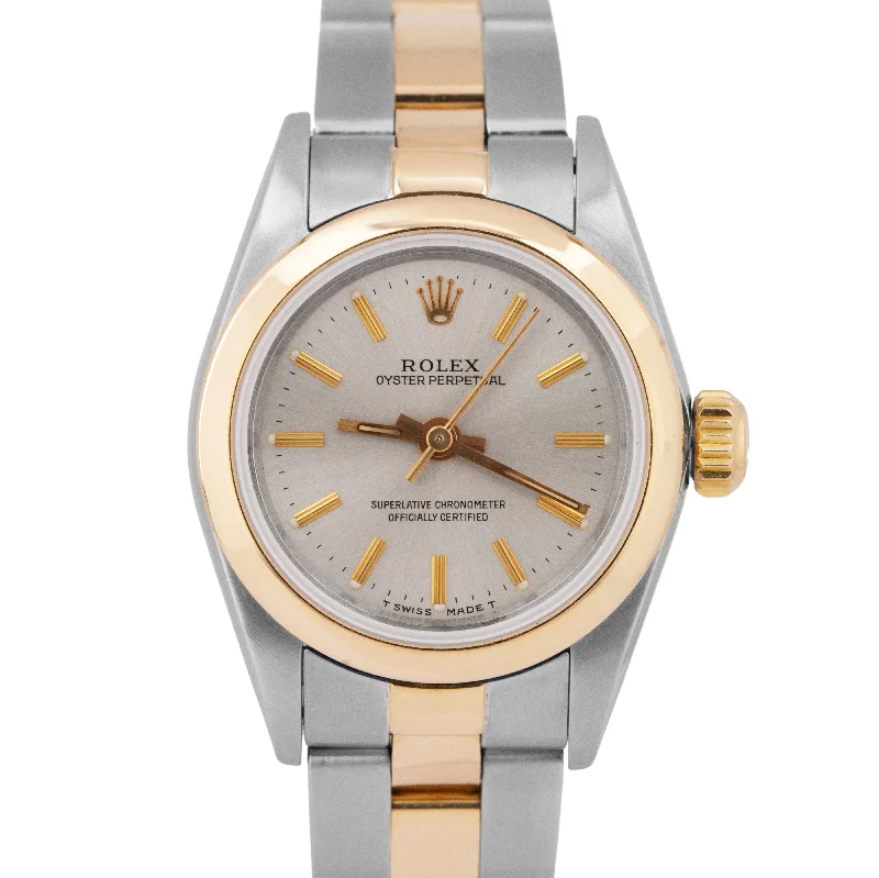 Digital Watches With Step Tracking-MINT PAPERS Ladies Rolex Oyster Perpetual 24mm Two-Tone Gold Silver 67183 BOX