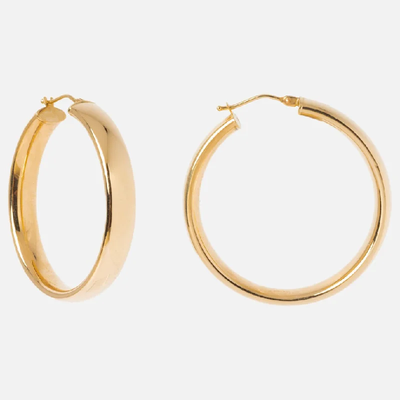 Round Drop Earrings For Women-Solid Gold Large Hollow Hoops