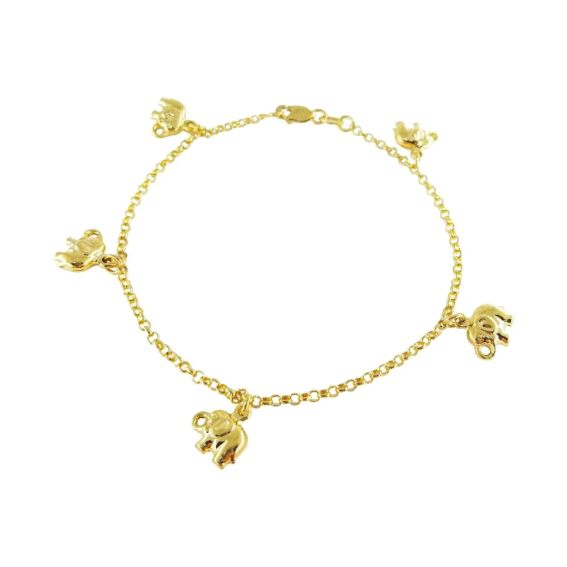 Vintage Inspired Bracelets-Bracelet of 18 kt Yellow Gold with Elephant Charms