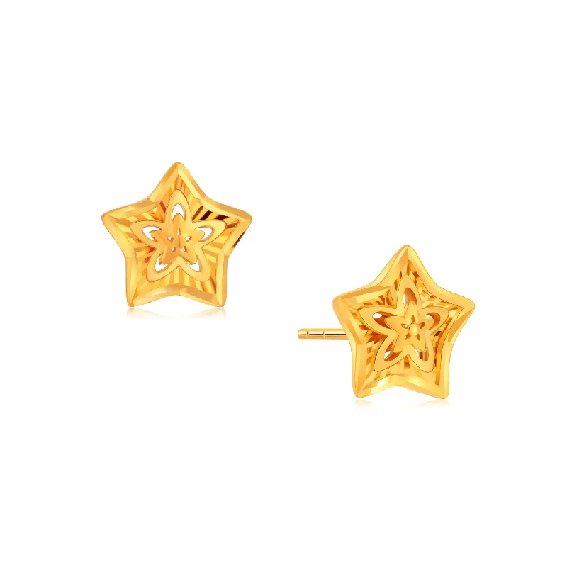 Elegant Gold Earrings For Weddings-916 Gold Sparkle Studs Earrings