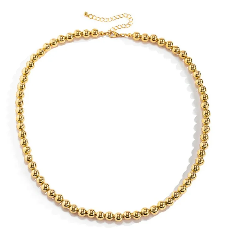 Sparkling Gold Necklace For Fashion Events-Necklace - Gold Ball & Chain Necklace