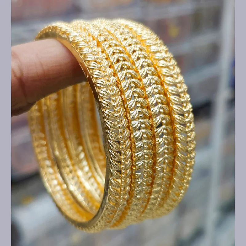 Custom Gold Bangles With Birthstones For Brides-Pooja Bangles Gold  Plated Bangle Set