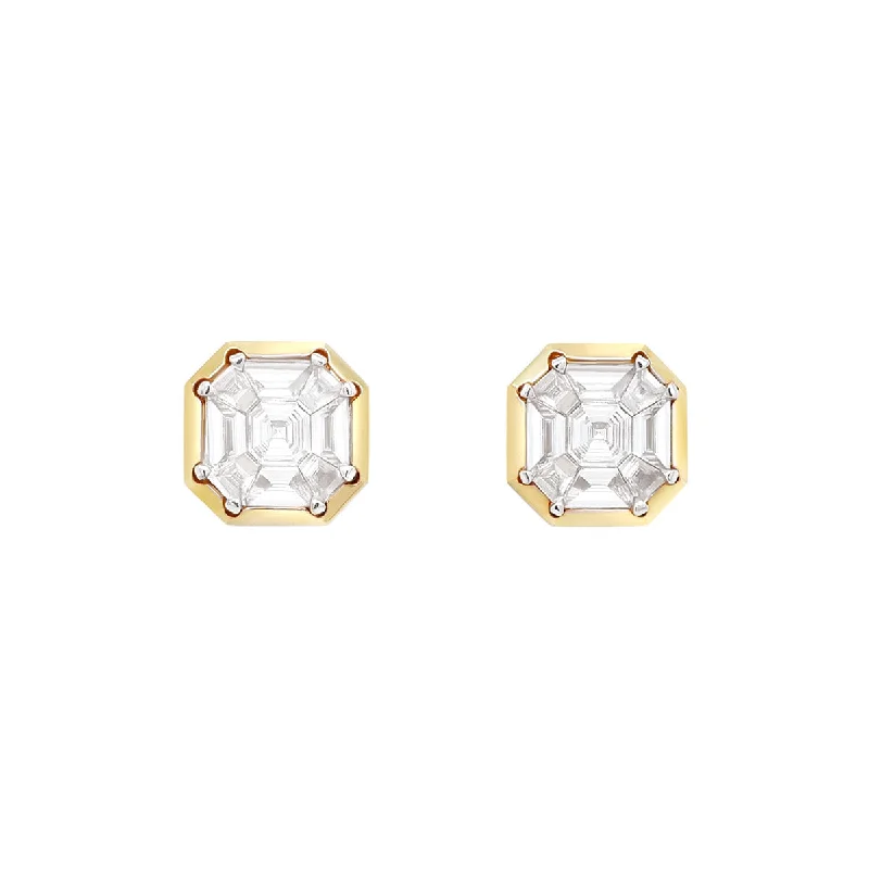 Vintage-Inspired Earrings With Pearls-Mirror Asscher Earrings | 2.01GMS .58CTW