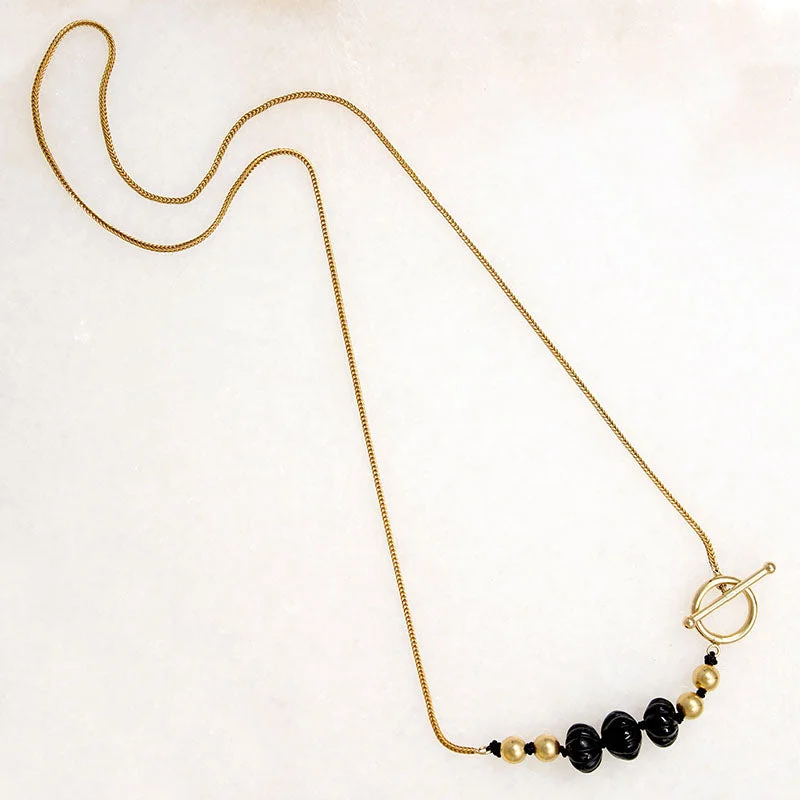 Custom Gold Pendant Necklace For Special Gifts-Black Tourmaline & Gold Beaded Necklace by Ancient Influences