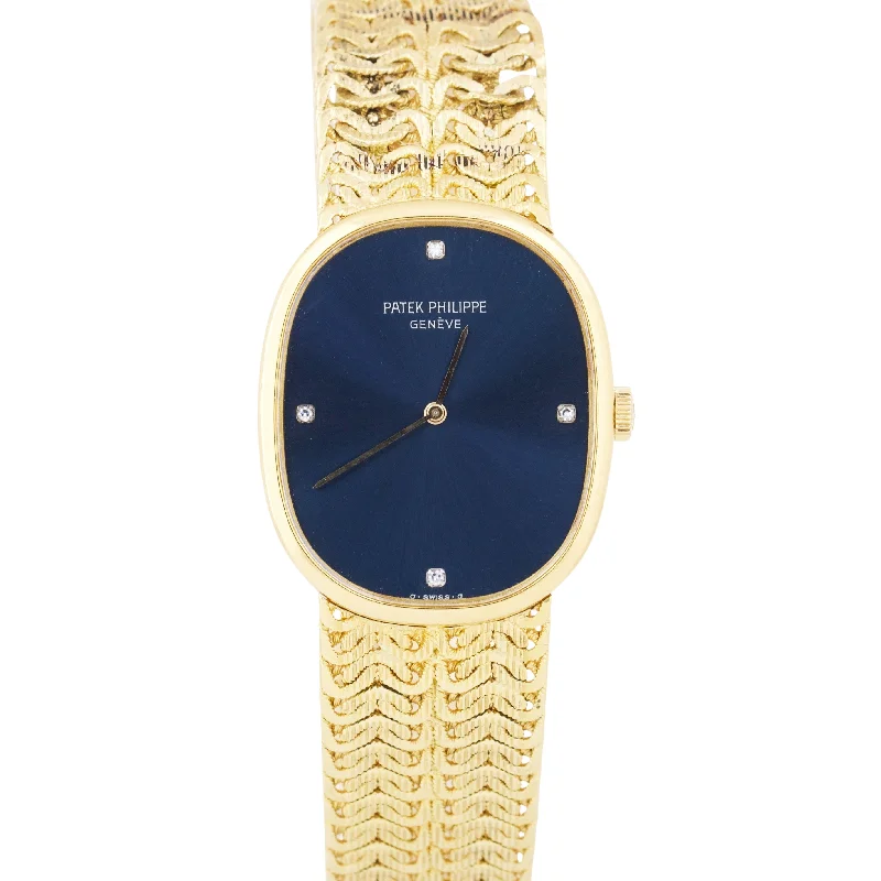 Women’s Designer Watches For Fashionistas-VINTAGE Patek Philippe Golden Eclipse 3748 BLUE DIAMOND 18K Yellow Gold Watch