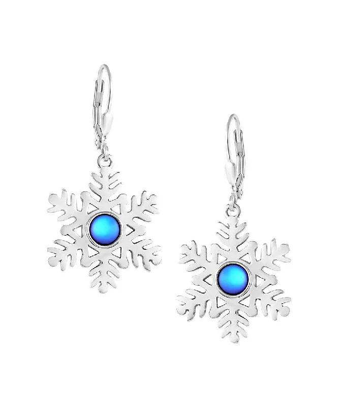 Bold Statement Earrings For Women-Sterling Silver Snowflake Earrings