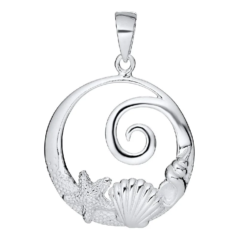 Layered Silver Necklace For Trendy Style-LeStage® Cape Cod : Evening Tide - Sealife Pendant Necklace