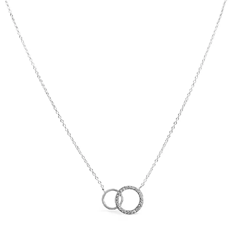 Custom Silver Necklace For Gifts-Stia : Dainty Double Circle Necklace