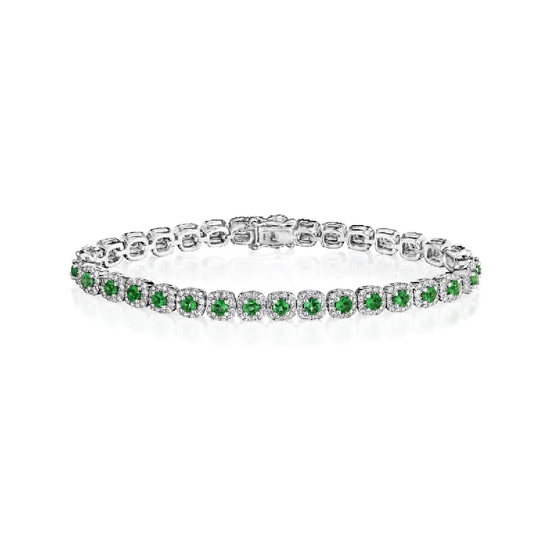 Adjustable Fashion Bracelets-Fana Classic Cushion Cut Emerald and Diamond Bracelet