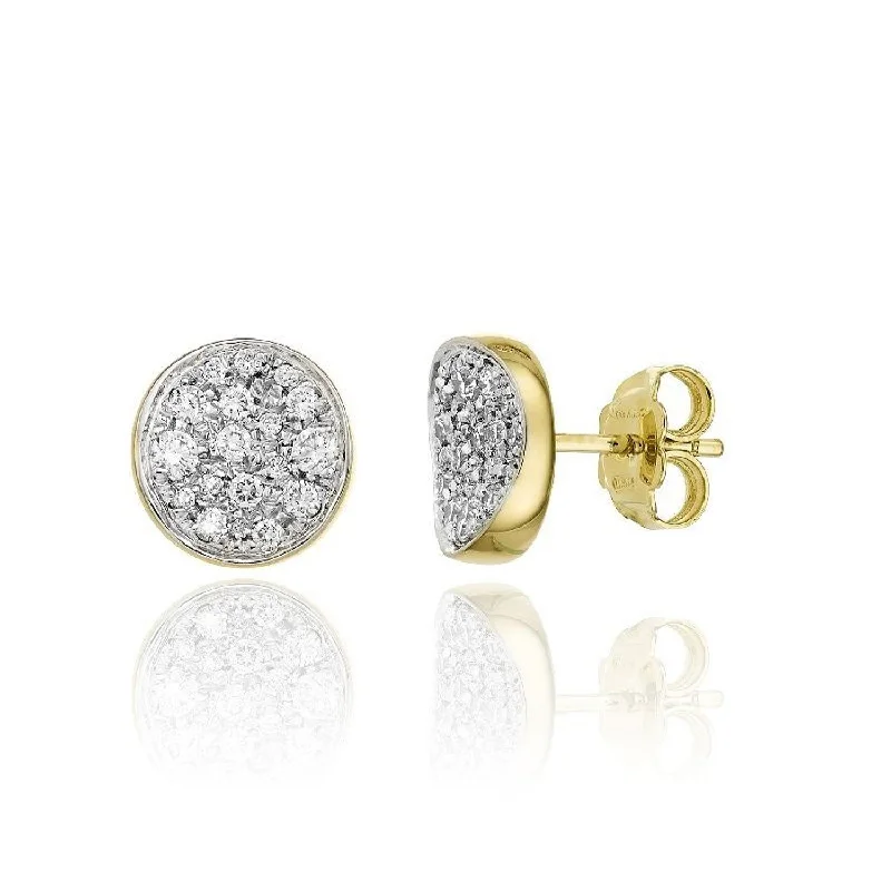 Bold Statement Earrings For Everyday-Armillas Glow 18ct Yellow Gold Circle Diamond Pave Set Stud Earrings