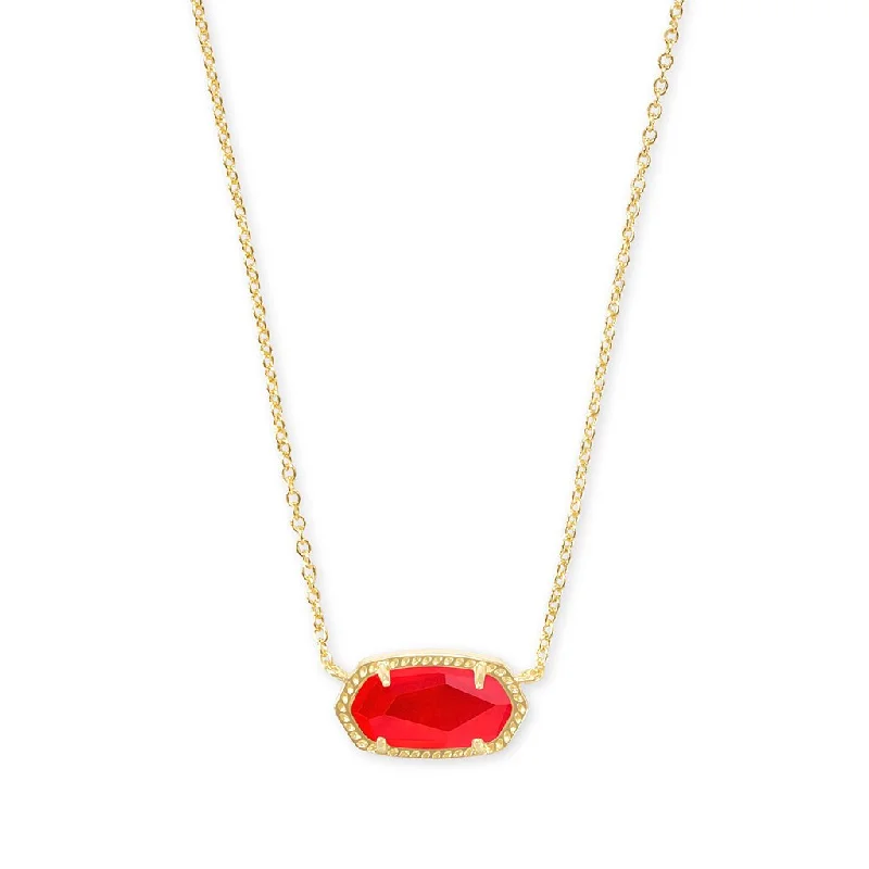 Elegant Drop Necklace For Bridesmaids-Kendra Scott : Elisa Gold Pendant Necklace in Red Illusion