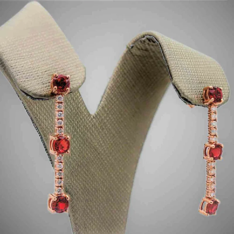 Beautiful Hoop Earrings For Weddings-14K Orange Sapphire & Diamond Earrings