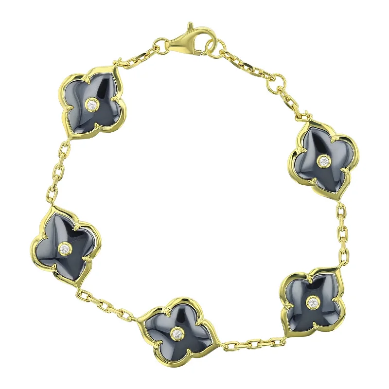 Friendship Bracelets For Summer-Gold and Diamond Les Fleurs Bracelet