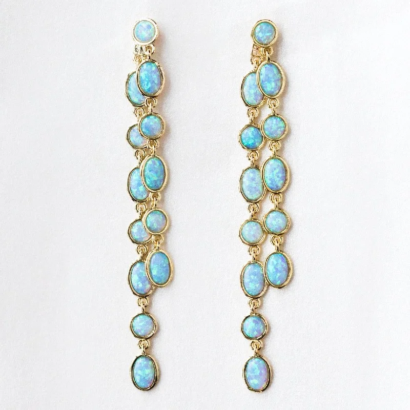 Modern Hoop Earrings For Daily Wear-Ellie Earrings in Gold with Opal