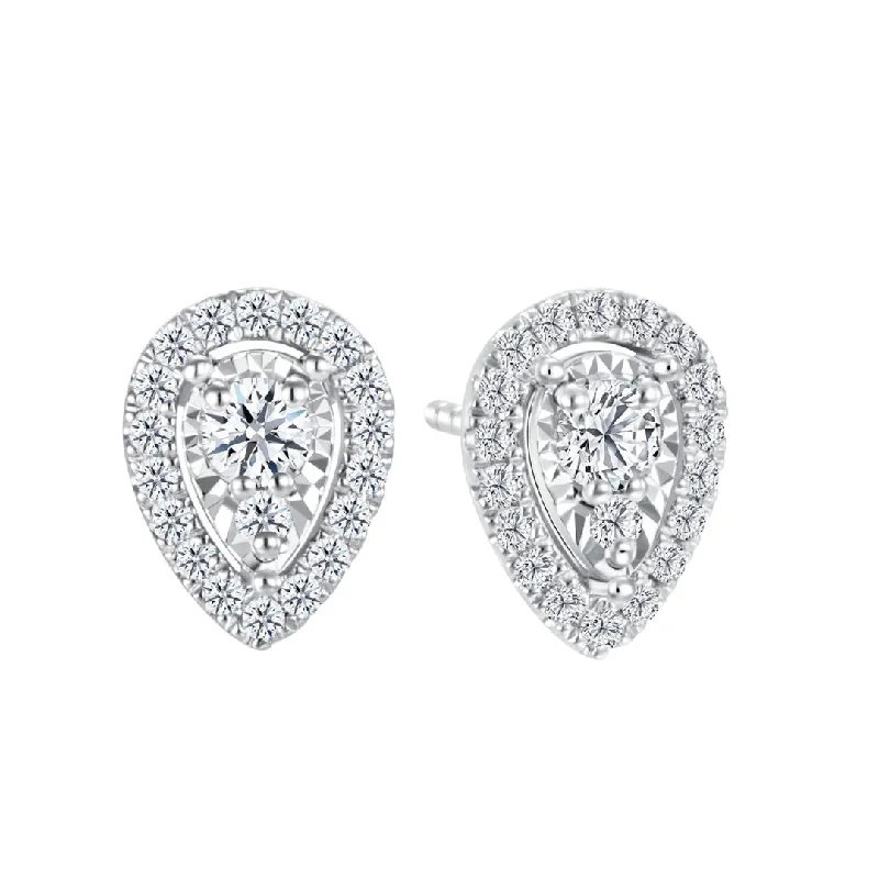 Lightweight Crystal Earrings-White Gold Teardrop Diamond Earrings