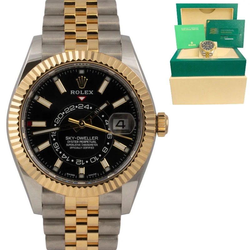 Watches With Unique Face Shapes For Fashion-2021 Rolex Sky-Dweller 18k Yellow Gold Stainless 42mm Watch 326933 BOX + PAPERS