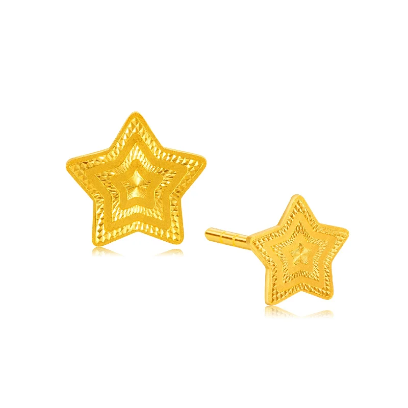 Large Gold Earrings For Evening Parties-14K Gold Radiant Starburst Earrings