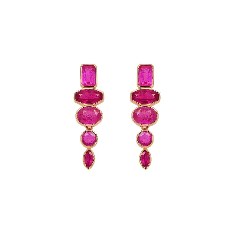 Colorful Resin Earrings For Casual Wear-Ruby Multi Shape Drop Earrings | 5.05GMS 4.82CT