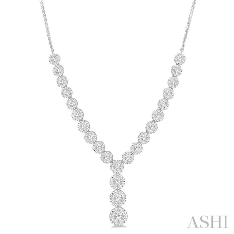 Classic Pearl Necklace For Formal Attire-2 1/4 ctw Lovebright Round Cut Diamond Necklace in 14K White Gold