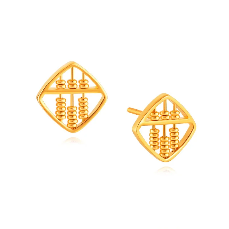 Retro Style Earrings For Women-916 Gold Success Abacus Stud Earrings