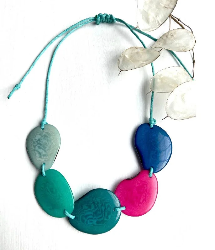 Elegant Drop Necklace For Bridesmaids-Tagua Zingy Five Bead Necklace