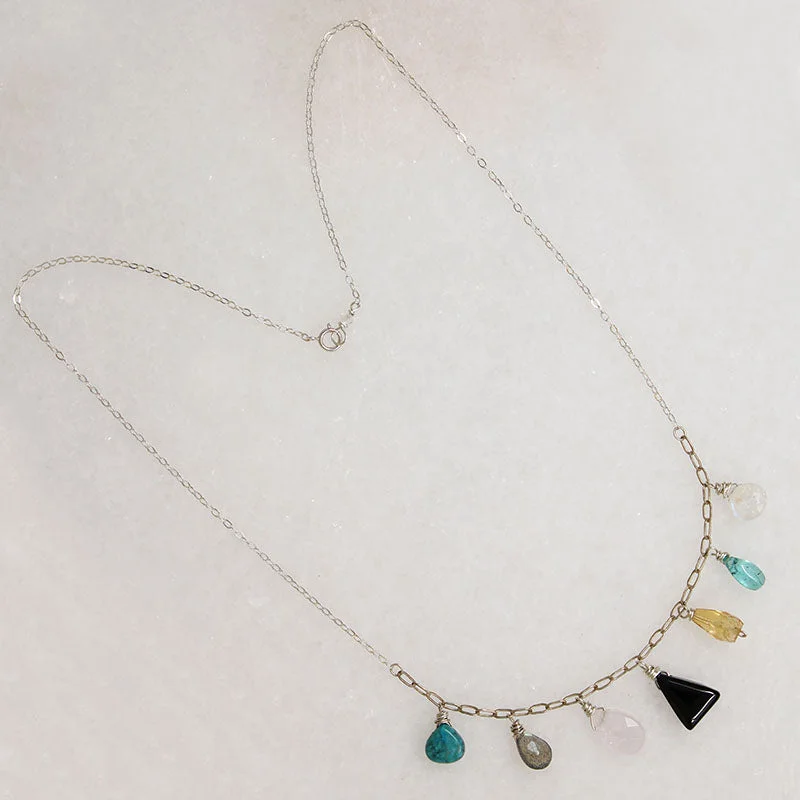 Sparkling Gold Necklace For Fashion Events-Dreamy Energetic Gemstone & Silver Necklace by Brin