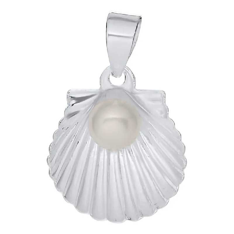 Custom Gold Necklace For Wedding Day-LeStage® Cape Cod : Scallop Shell With Pearl Necklace