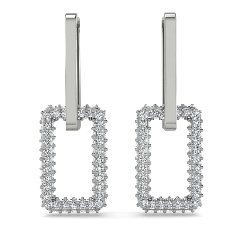 Handcrafted Earrings For Gift Giving-Luxury Square Chain Link Gold Earrings With Diamond - Zuri No. 3