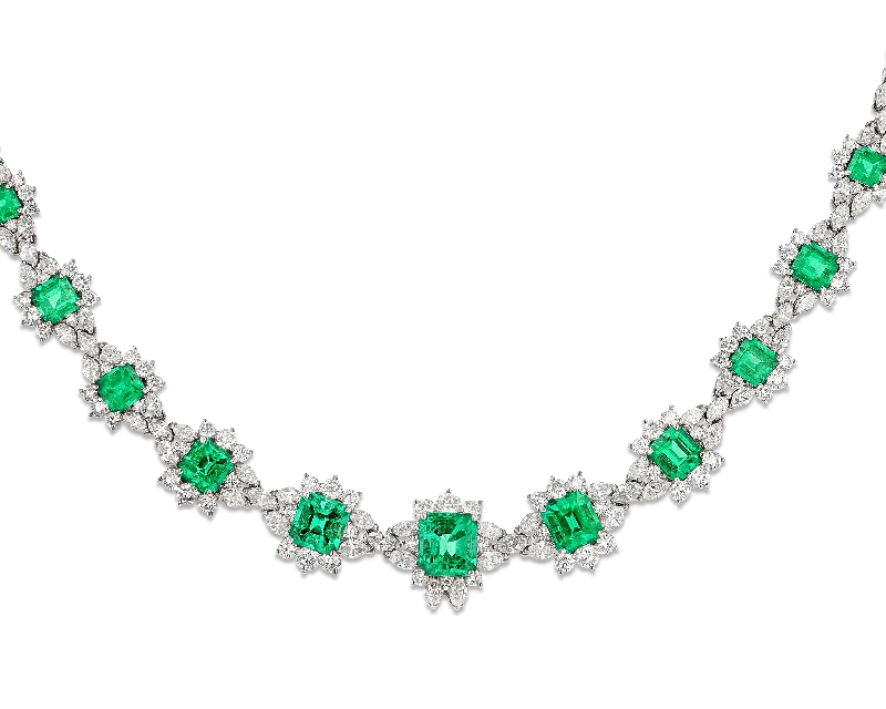 Dainty Gold Necklace For Minimalist Style-Krementz & Co. Colombian Emerald and Diamond Necklace