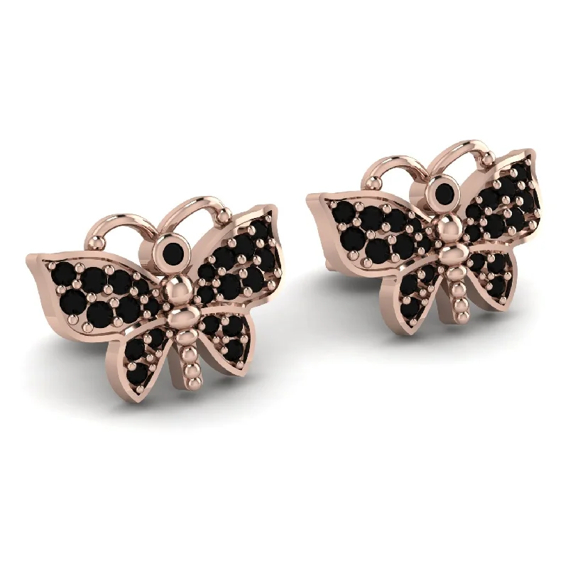 Multi-Colored Earrings For Festivals-Butterfly-Inspired Gold Earrings With Stunning Black Diamond - Sage No. 8