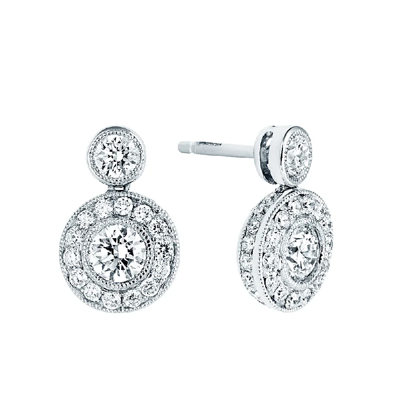 Personalized Hoop Earrings With Charms-18ct White Gold Diamond Double Circle Stud Earrings