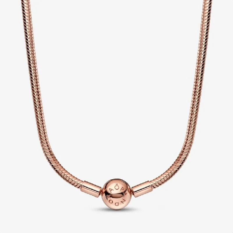 Gold Heart Necklace For Romantic Gifts-PANDORA : Pandora Moments Snake Chain Necklace