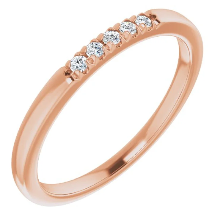 Custom Rose Gold Wedding Rings For Bridesmaids-14K Rose .07 CTW Natural Diamond Anniversary Band