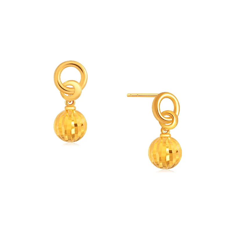 Artistic Earrings For Fashionistas-916 Gold Ravishing Drop Ball Studs Earrings