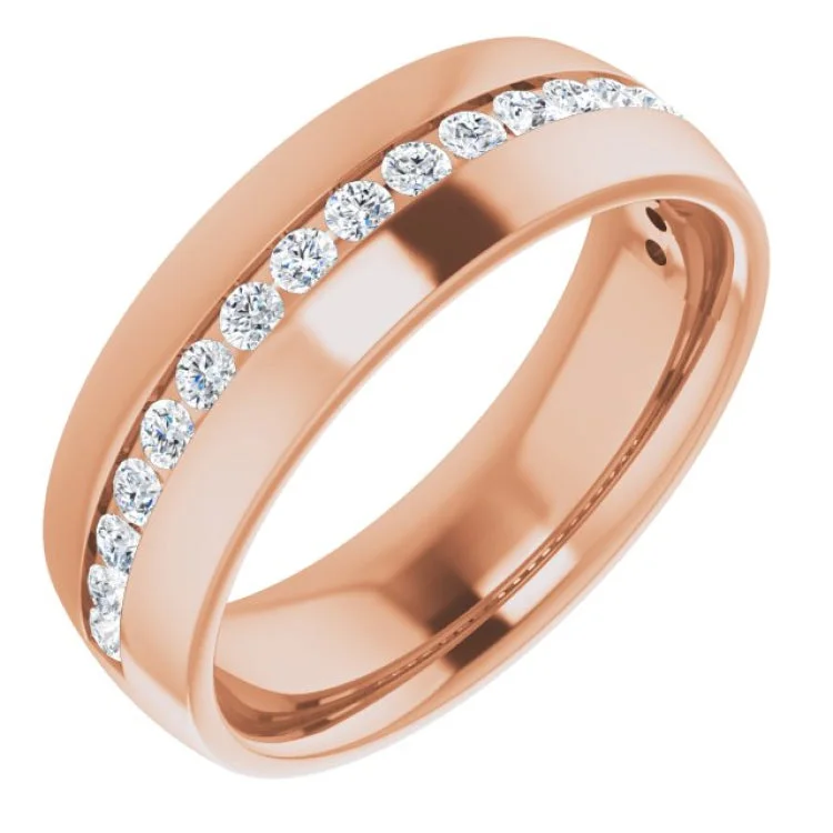 Simple Titanium Rings For Minimalist Look-14K Rose 3/8 CTW Natural Diamond Band