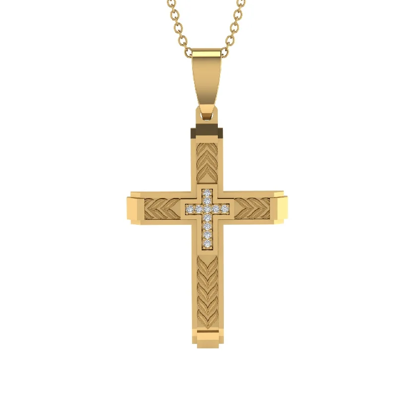 Personalized Family Necklace For Special Occasions-High-Quality Elegant Openwork Diamond Gold Cross Necklace - Jordan No. 1