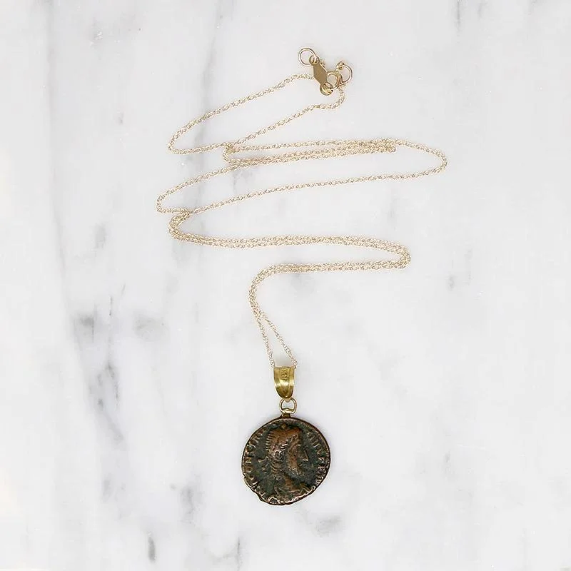 Simple Name Necklace For Casual Wear-Roman Emperor Constantius II Coin Gold Necklace