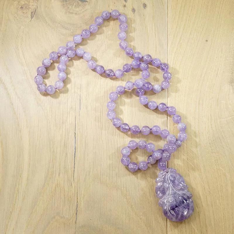 Modern Gold Necklace For Trendy Style-Felicitous Chinese Amethyst Plum Necklace