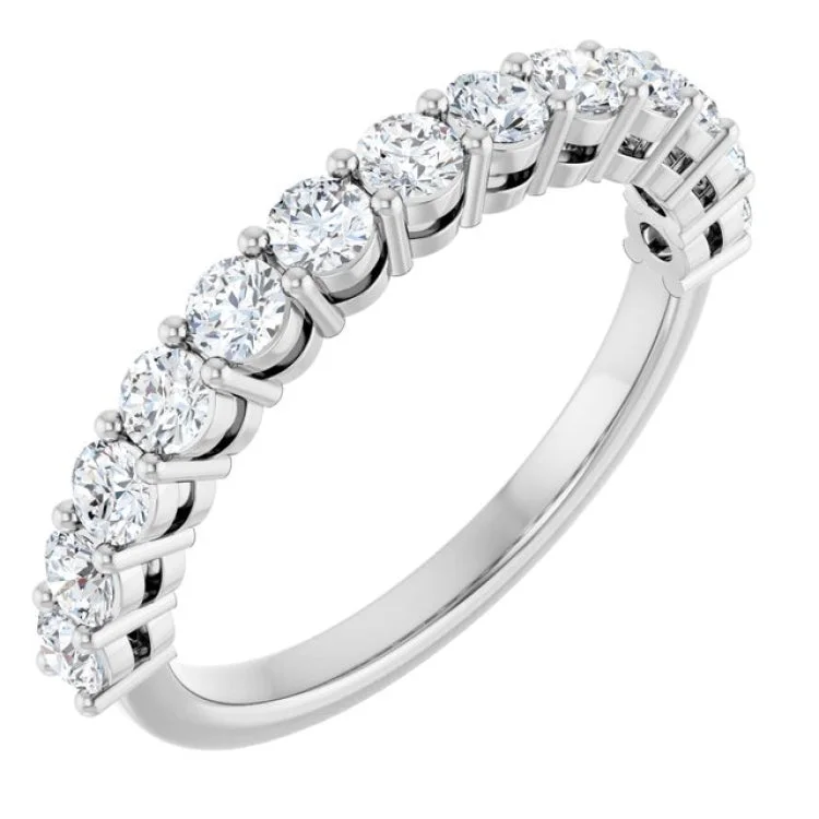 Handmade Silver Wedding Rings For Brides-14K White 3/4 CTW Lab-Grown Diamond Anniversary Band