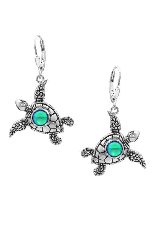 Gold Earrings With Colored Stones-Sea Turtle Earrings