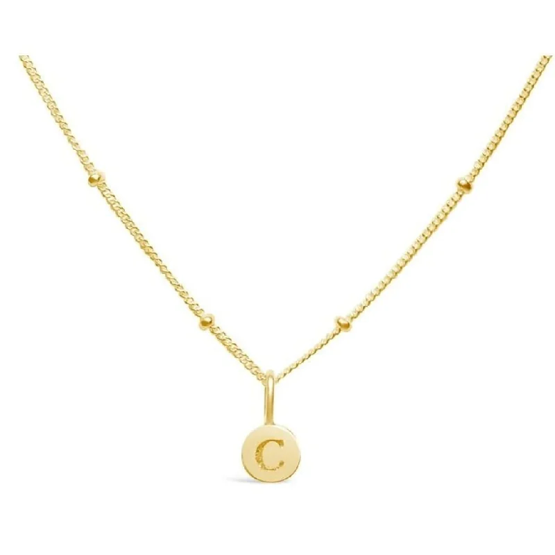 Long Boho Necklace For Casual Wear-Stia : Love Letter "C" Mini Disk Necklace in Gold