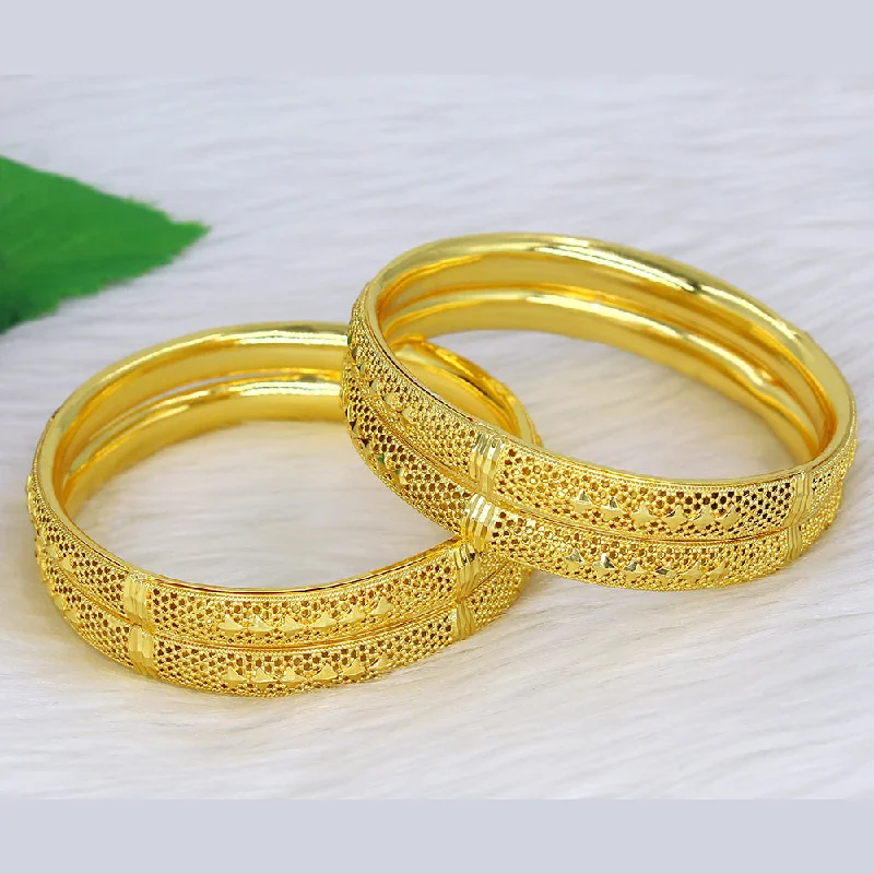 Simple Wedding Bangles With Gemstone Accents-Mahavir Dye Gold Plating Bangles Set