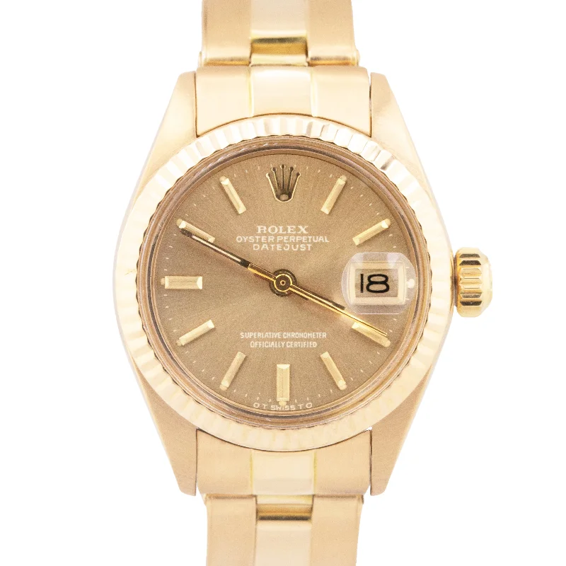 Casual Smart Watches For Women-Ladies Rolex DateJust Champagne Sigma 26mm 18K Yellow Gold OYSTER Watch 6917