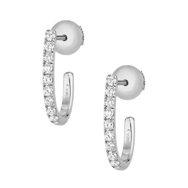 Beautiful Gemstone Earrings-18ct White Gold Gatsby Pave Set Diamond Huggie Style Hoop Earrings